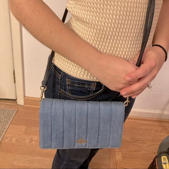 Coach Handbags - Coach denim Anna fold over crossbody bag. Worn once.